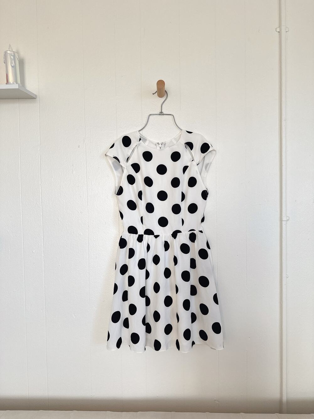 Dolce Vita White Black Polka Dot Cap Sleeve Fit & Flare Mini Dress XS